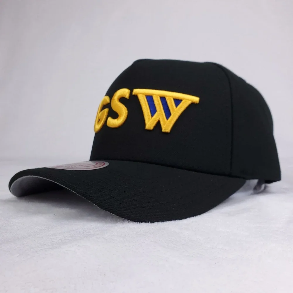 Golden State Warriors Mitchell & Ness NBA Pro Fit Snapback Hat Cap 3D Logo NWT‎